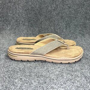 Skechers Rosen Sandals Men's 10 Khaki Athletic Outdoor Summer Beach Flip Flops